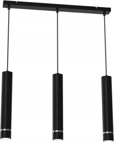 Ewilight Függő mennyezeti lámpa 3 pontos Tube díszléc 3xGU10 fekete/króm