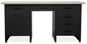 Fiókos műhelyasztal FRANK, 1700 x 850 x 600 mm, fekete