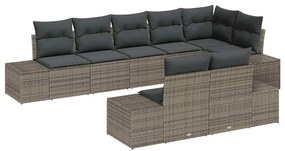 Kerti Kanapé Szett 8 pcs Szürke 319 x 154 x 85 cm Poli rattan