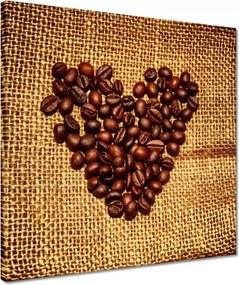 Vászonkép 40x40 Szív kávébabból