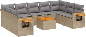 vidaXL 10 részes bézs polyrattan kerti ülőgarnitúra párnával