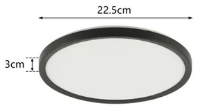 Brilagi - LED Fürdőszobai lámpa ULTRA SLIM LED/12W/230V átm. 22,5 cm fekete IP54