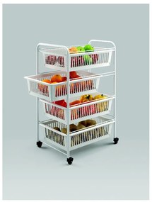 India gurulós tároló állvány 4 kosárral, hosszúság 35 cm - Metaltex