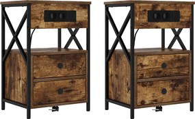 vidaXL Éjjeliszekrény 2 pcs Füstölt tölgy 40 x 31 x 60 cm Faanyag