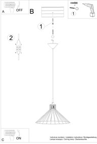 Sollux SL.1186 - Csillár zsinóron EDA 1xE27/15W/230V fekete
