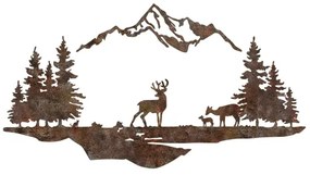 Fali dekoráció 2 db 70x38 cm szarvas fém/barna