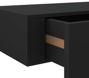 fekete MDF falra szerelhető fiókos polc 60 x 23,5 x 10 cm