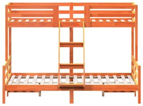 viaszbarna tömör fenyőfa emeletes ágy 80 x 200/140 x 200 cm