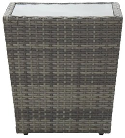 5 részes szürke polyrattan és edzett üveg kerti bisztrószett