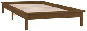 mézbarna tömör fa ágykeret LED-ekkel 90 x 200 cm