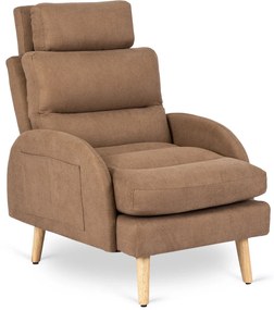 Kényelmes Fotel Barna Színben Lábtartóval. HENRY