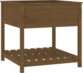 vidaXL mézbarna tömör fenyőfa növénytartó polccal 82,5x82,5x81 cm