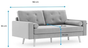 MANDI VELVET szürke 3 személyes kanapé