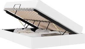 vidaXL Ágy tárolóval és matraccal matracmal tárolóval 2 pcs Fehér Bőr