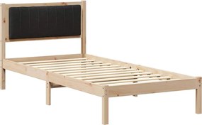 vidaXL Ágykeret Kárpitozott Fejtámlával fejtámlával Fekete 90 x 190 cm