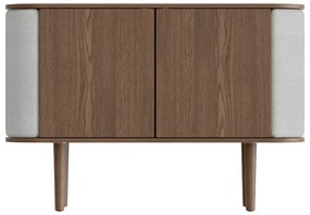 Szürke-barna alacsony komód tölgyfa dekorral 109x75 cm Treasures – UMAGE