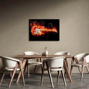 Kép - Gitár a lángokban (üvegen) (70x50 cm)