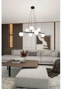 Csillár zsinóron ESSA 8xE14/10W/230V fekete/fehér