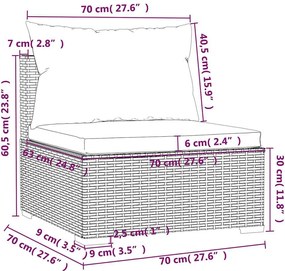 4 részes barna polyrattan kerti bútorszett párnákkal