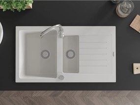 Mexen Matias - gránit mosogató 90,0x50,5 cm, 1,5 kamrás, fehér, 6502901505-20