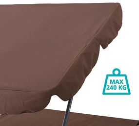 Kétszemélyes napozóágy árnyékolóval-sötét barna