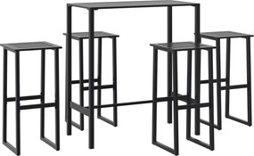 vidaXL 5 részes fekete porszórt acél kerti bárszett