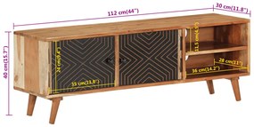tömör akácfa TV-szekrény 112 x 30 x 40 cm