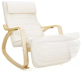 Hintaszék, nyírfából készült pihenő fotel, bézs