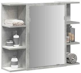 betonszürke forgácslap fürdőszobai tükör 80 x 20,5 x 64 cm