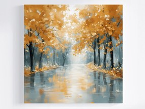 Poszter Út Utca Fák Ősz Eső 80x80