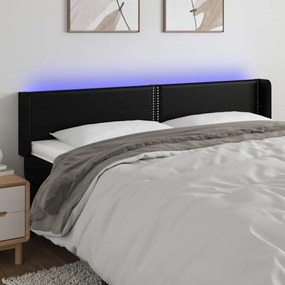 fekete műbőr LED-es fejtámla 163 x 16 x 78/88 cm