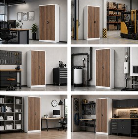 Irodai iratszekrény fehér / dió: Eco Design JAN 900 x 1850 x 400 mm