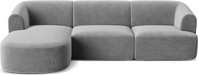 Világosszürke bársony sarokkanapé (bal oldali-heverő résszel) Campi – Cosmopolitan Design