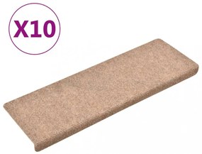 10 db krém tűlyukasztott lépcsőszőnyeg 65x21x4 cm