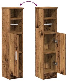 antik fa színű fürdőszobaszekrény tekercstartóval 20,5x22x90 cm