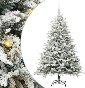 vidaXL Műfenyő világítással és gömbkészlettel Zöld 150 cm PVC és PE