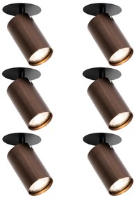 6 darabos modern süllyesztett spotlámpa szett sötét bronz GU10 50mm - Chels