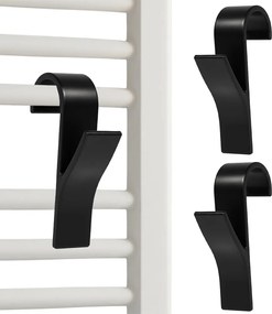 2x Akasztó Radiátor Fürdőszobai Törölköző Fekete Tartós