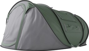Outsunny 4-5 Fős Pop-Up Kempingtáborozó Sátor Azonnal Felállítható Ablakokkal, Zsebekkel és Vízálló UV-álló Hordtáskával 263.5x220x123 cm Zöld és Szür