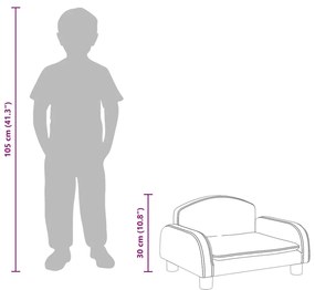 fekete gyerek műbőrkanapé 50 x 40 x 30 cm