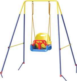 AIYAPLAY 3 az 1-ben állítható gyerekhinta háttámlával és biztonsági övvel — 9 hónapos kortól 8 éves korig, beltéri és kültéri, kék | Aosom