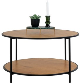 Natúr színű kerek dohányzóasztal tölgyfa dekoros asztallappal ø 80 cm Vita – House Nordic
