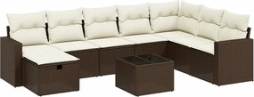 vidaXL 9 részes barna polyrattan kerti ülőgarnitúra párnákkal