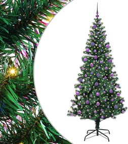 vidaXL Mesterséges, előre világított karácsonyi fa Zöld 210 cm