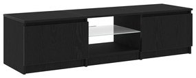 TV Szekrény LED Fénnyel, Fekete Tölgy, 140x40x35,5 cm, Fa Műanyag