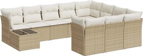 vidaXL 11 részes bézs polyrattan kerti ülőgarnitúra párnákkal