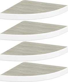 vidaXL 4 db tölgyszínű és fehér MDF fali sarokpolc 35 x 35 x 3,8 cm