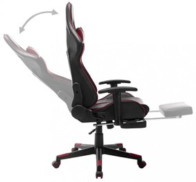 fekete és bordó műbőr gamer szék lábtámasszal