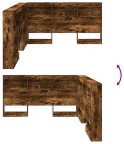 Tároló fejtámla polcokkal Füstölt tölgy 150 cm Faanyag