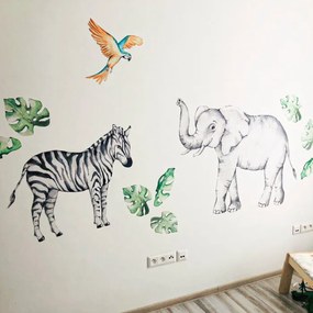 INSPIO Fali matrica - Elefánt és zebra a SZAFARI-ból